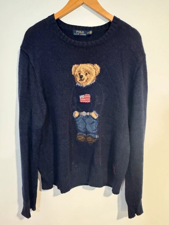 Polo Ralph Lauren Other - Polo Ralph Lauren Polo Bear Navy Cotton Knit Crewneck Pullover Sweater L